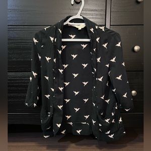 Navy and White Light Blazer Blouse